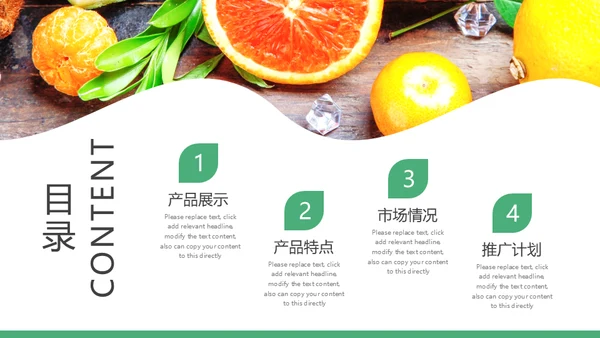 简约大气缤纷水果美味人生通用PPT模板