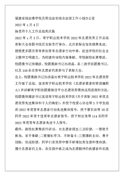 新教师个人工作总结