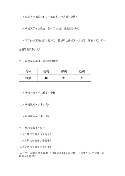 二年级上册数学应用题100道含答案【轻巧夺冠】.docx