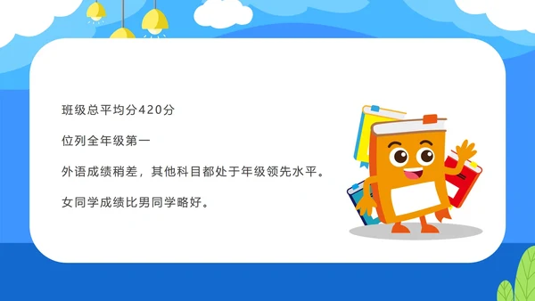 卡通蓝色考试分析暨家长会PPT模板