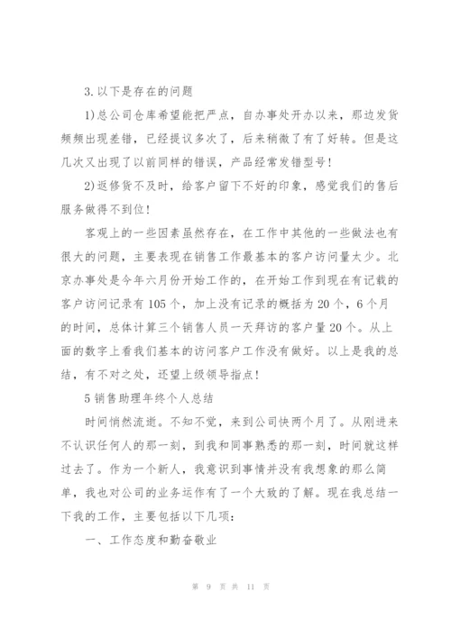 销售助理年终个人总结范本5篇.docx