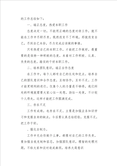 个人年终工作总结及自我鉴定