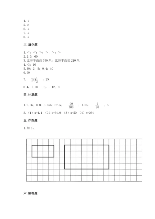 人教版六年级下册数学期末测试卷带答案（轻巧夺冠）.docx