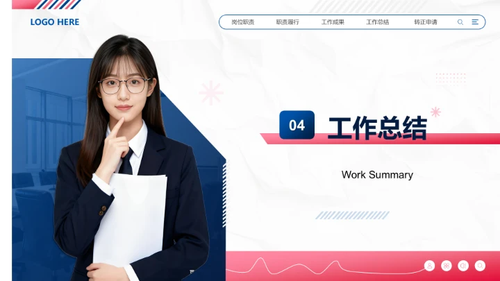 蓝色商务风试用期转正工作汇报PPT模板