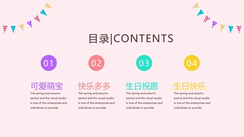 粉色生日快乐电子相册动态PPT模板