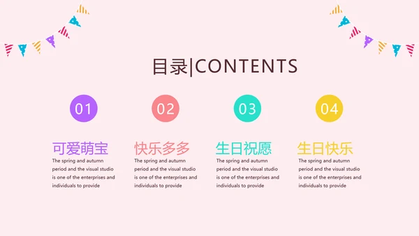 粉色生日快乐电子相册动态PPT模板