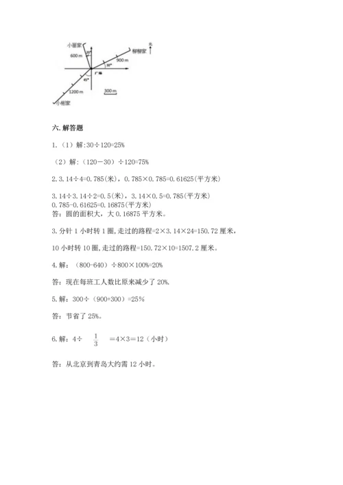 小学数学六年级上册期末测试卷加答案下载.docx