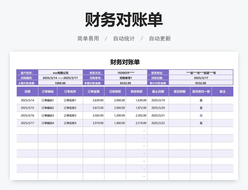 财务对账单