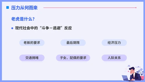 蓝色插画风职场减压调节心理压力通用培训PPT