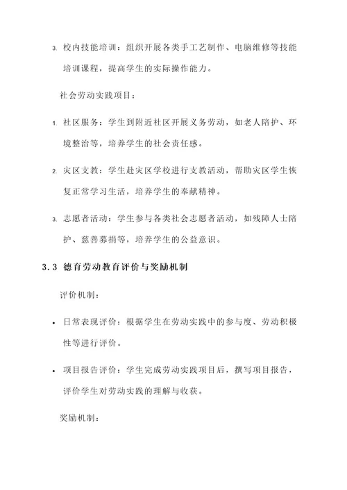 高校德育劳动教育方案