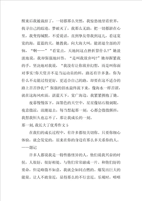 那一刻,我长大了优秀作文