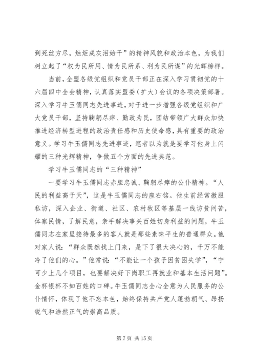 学习牛玉儒先进事迹三严三实心得体会汇编.docx