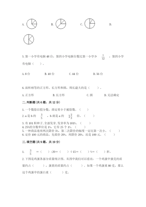 小学数学六年级上册期末测试卷附答案（研优卷）.docx