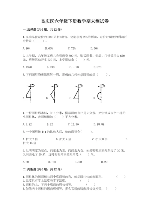 良庆区六年级下册数学期末测试卷审定版.docx