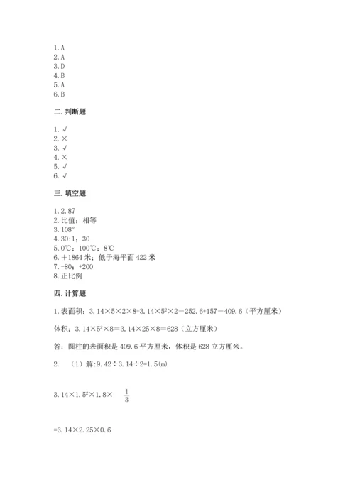 人教版六年级下册数学期末测试卷含答案（实用）.docx