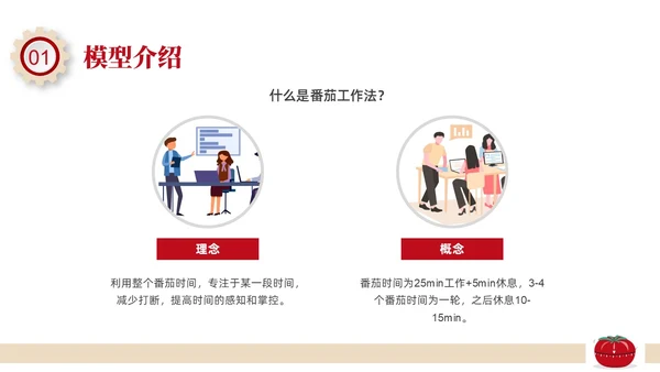 黄色插画番茄工作法培训PPT课件管理