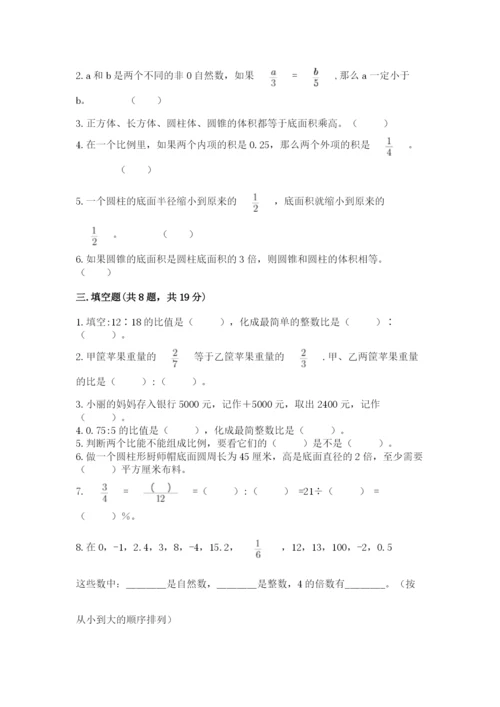 电白县六年级下册数学期末测试卷及完整答案一套.docx