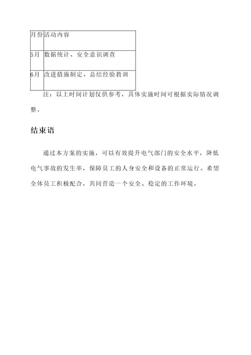 年度电气部门安全活动方案