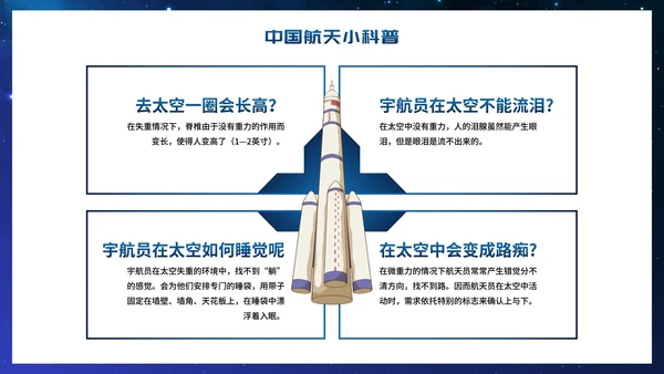 卡通星空宇宙航天插画中国航天日主题班会PPT模板