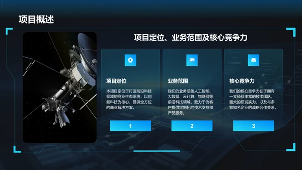 蓝色科技风商业计划书项目介绍PPT模板
