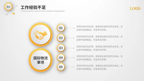 黄色微粒体国际物流工作总结工作汇报述职报告ppt模板