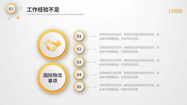 黄色微粒体国际物流工作总结工作汇报述职报告ppt模板