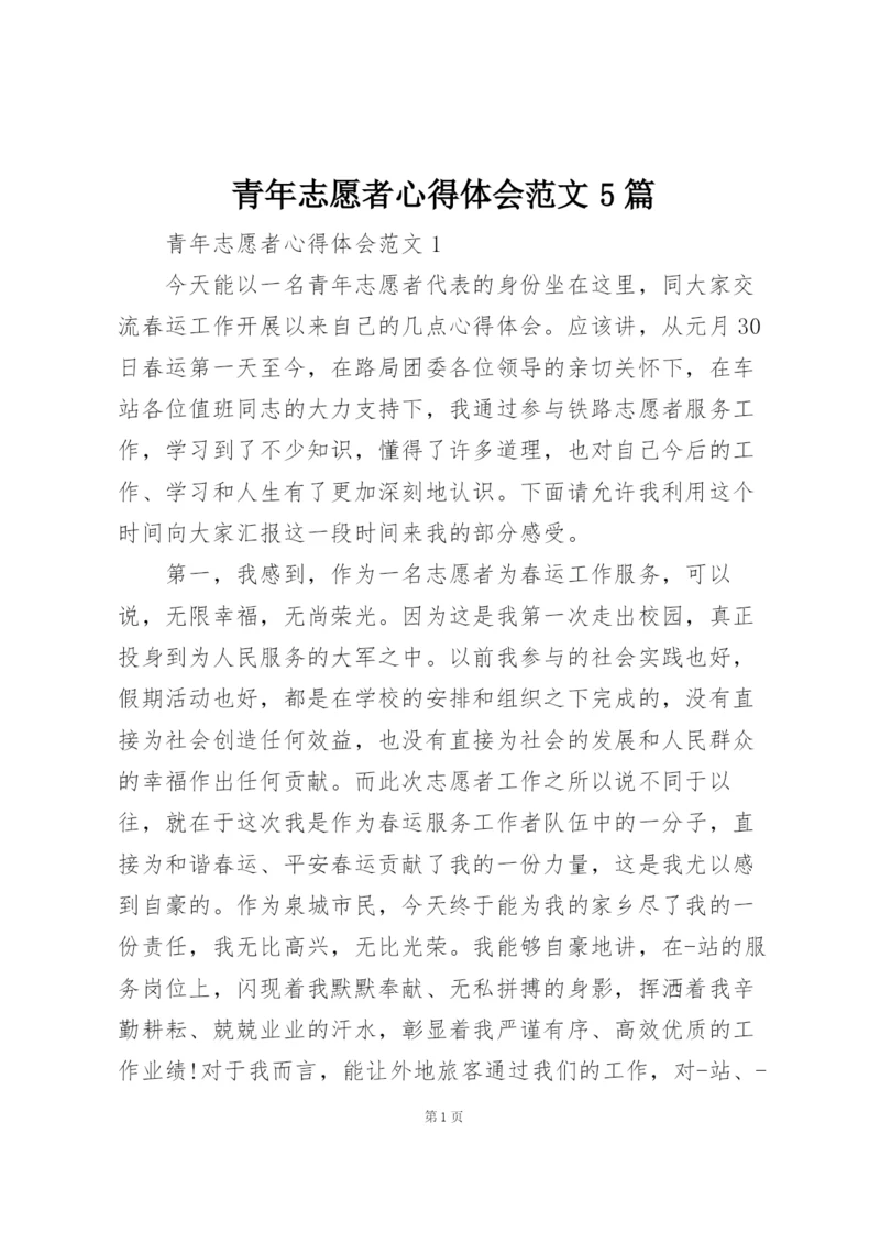 青年志愿者心得体会范文5篇.docx