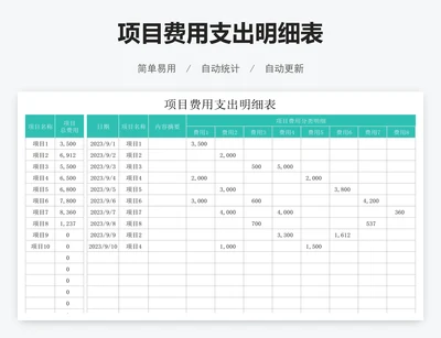 项目费用支出明细表