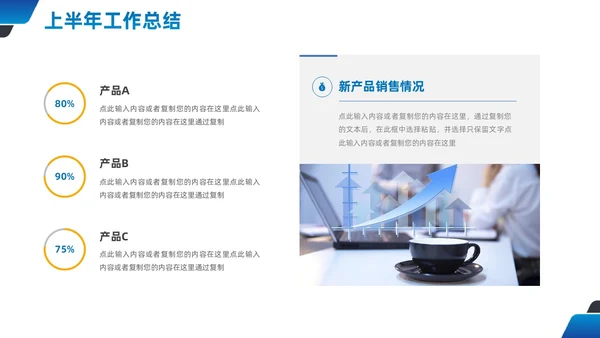 蓝橙商务销售部经理年中总结PPT模板