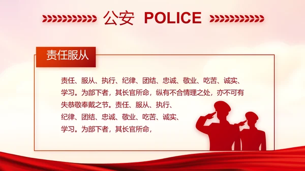 红色党建警察年终工作总结述职报告动态PPT模板