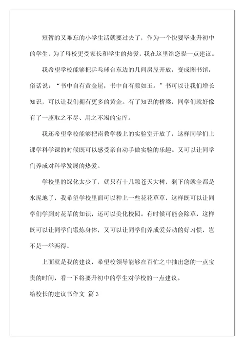 2022给校长的建议书作文