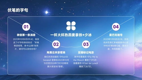 紫色创意风七夕文化月下告白余生多指教PPT模板