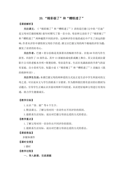 20 “精彩极了”和“糟糕透了” 教案