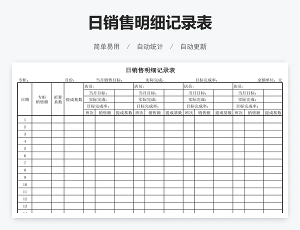 日销售明细记录表