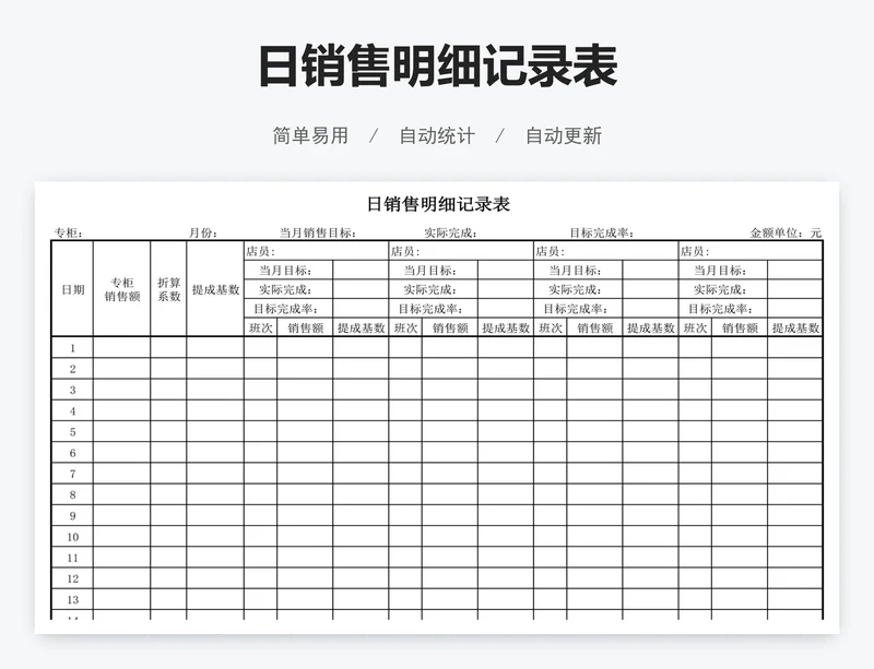 日销售明细记录表
