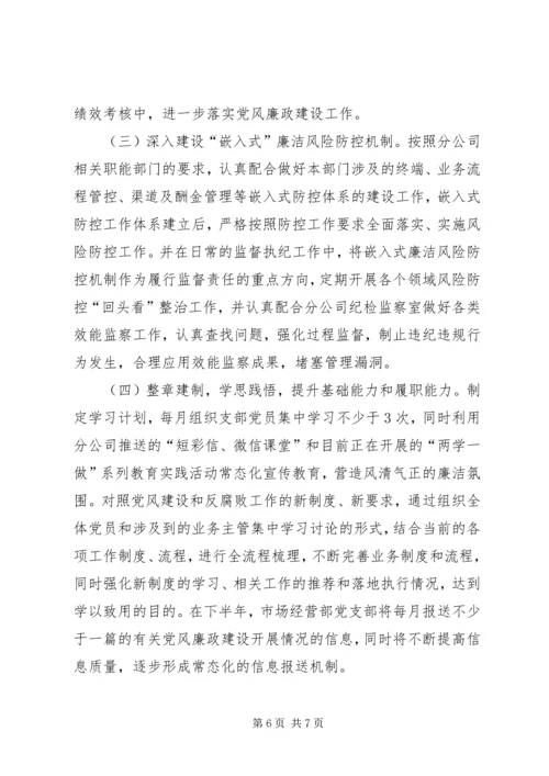 市场经营部党支部书记党风廉政建设监督责任落实汇报材料.docx