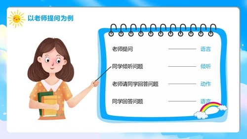 蓝色卡通风学会沟通主题班会PPT模板沟通技巧