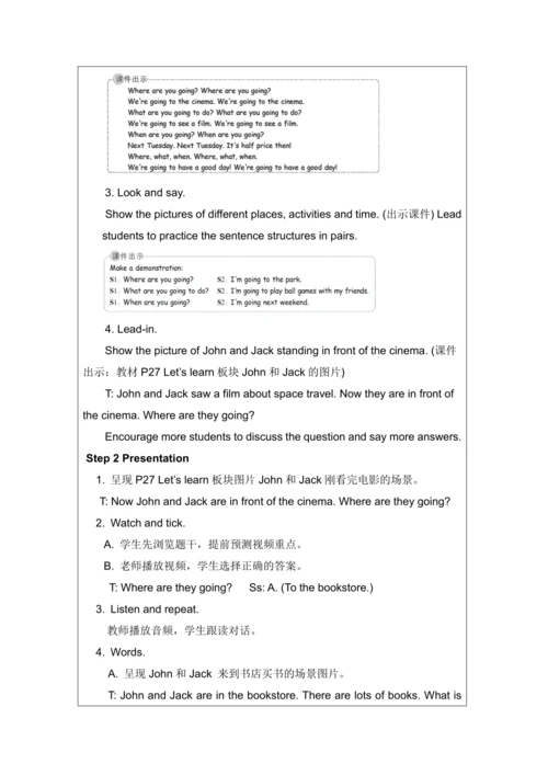 Unit 3 My weekend plan Part B Let's learn & Role p