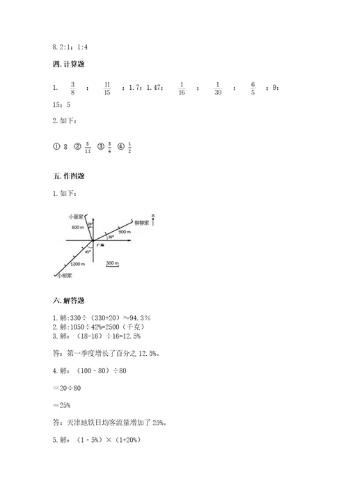 小学数学六年级上册期末试卷及参考答案（满分必刷）