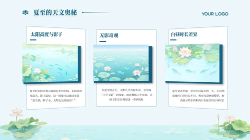 浅青色系简约风夏至课件教育PPT模板