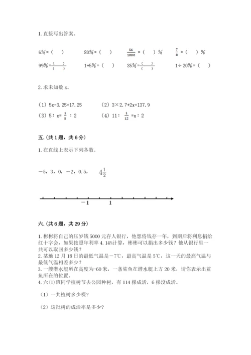 小学六年级数学期末自测题精品（突破训练）.docx