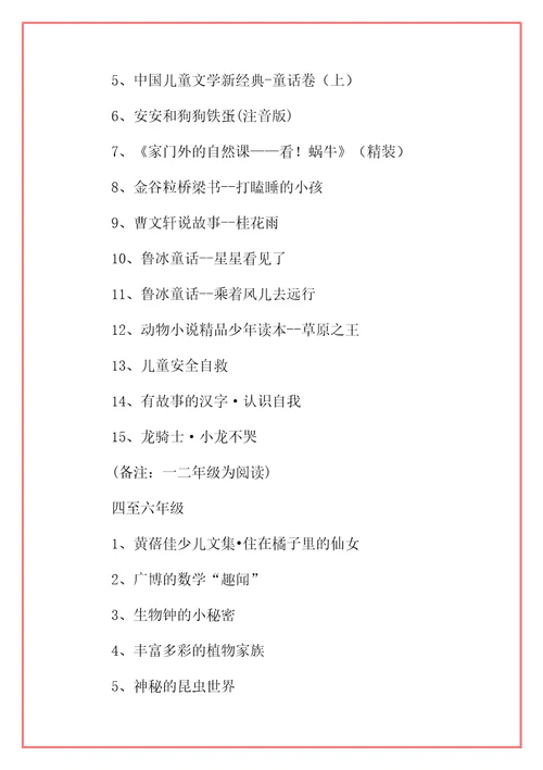 2021年小学暑期师生读书活动方案范本附书目