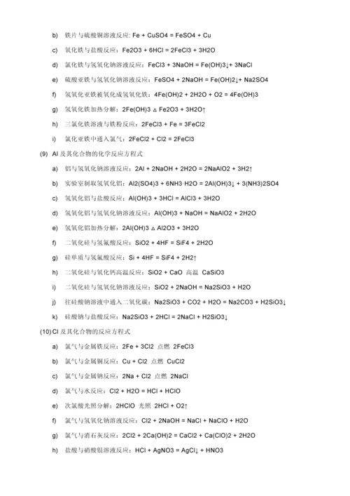高中化学方程式大全(看完高考绝对给力).docx