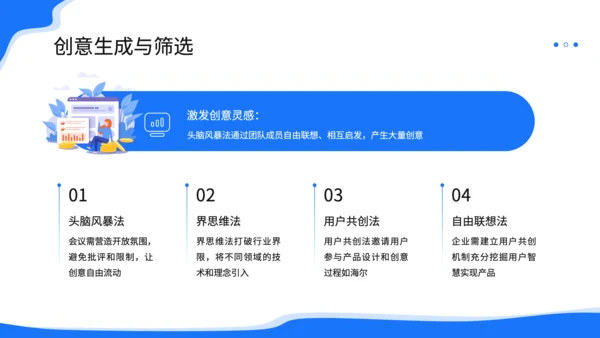 蓝色插画风研究报告产品创新七步法详解PPT