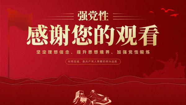 红色简约强党性党课教育PPT课件
