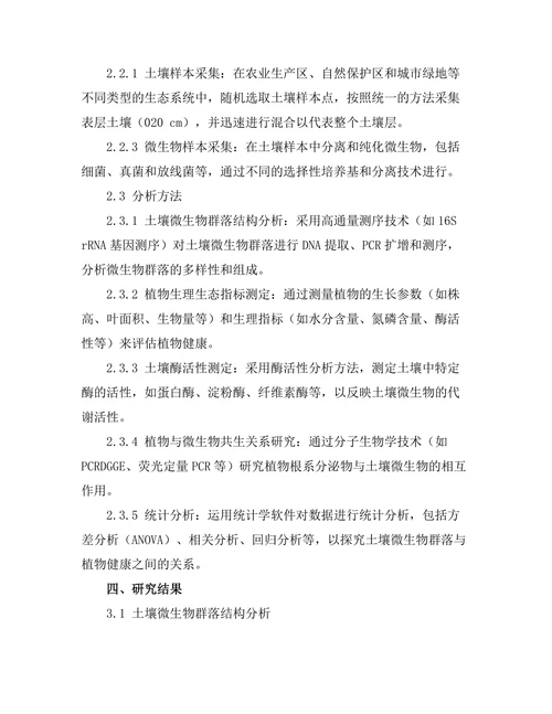 土壤微生物群落对植物健康的影响研究
