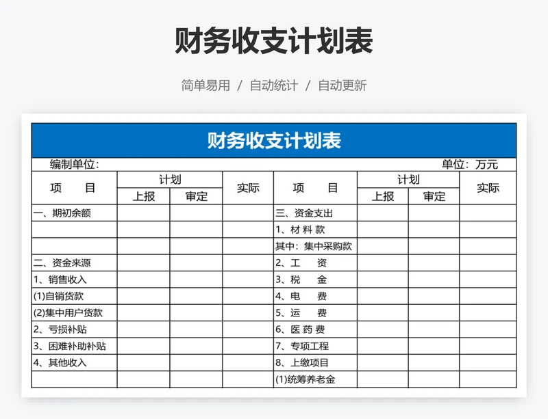 财务收支计划表