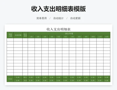 收入支出明细表模版