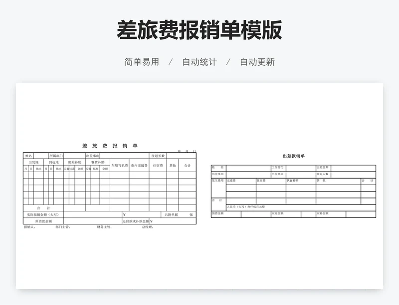 差旅费报销单模版