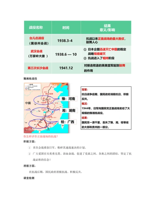 第20课 正面战场的抗战  教案